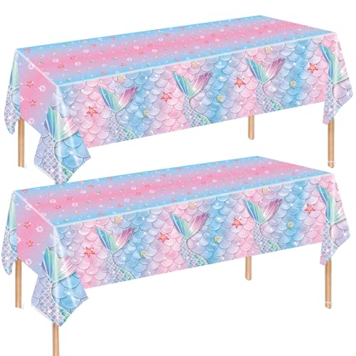 NACGUO 2Pcs Mermaid Birthday Party Tablecloth Decorations, Disposable Plastic Table Cover for Princess Under The Sea Baby Shower Themed Kids Birthday Party Supplies,108x54 Inch NACGUO 2Pcs Mermaid Birthday Party Tablecloth Decorations, Disposable Plastic Table Cover for Princess Under The Sea Baby Shower Themed Kids Birthday Party Supplies,108x54 Inch von NACGUO