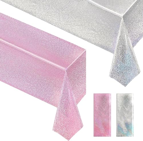 PalePink & Silver Holographic Tablecloth 54" x 108" Hot Pink Party Decoration Valentine's Day Birthday Party Table Decor Disposable Plastic Table Cloth for Baby Shower Bachelorette Party Supplies PalePink & Silver Holographic Tablecloth 54" x 108" Hot Pink Party Decoration Valentine's Day Birthday Party Table Decor Disposable Plastic Table Cloth for Baby Shower Bachelorette Party Supplies von NACGUO