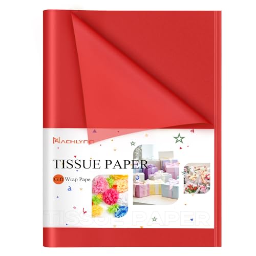 NACHLYNN 100 Blatt Rot Tissue Paper Bulk 14 x 20 Zoll Geschenkpapier Kunst Seidenpapier Basteln für Weihnachten Geburtstag DIY Festival Feiertage Basteln Geschenke Dekor von NACHLYNN