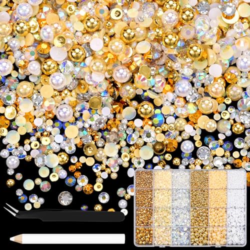 NACHLYNN 10000 Stück Strasssteinen Und Perlen Champagner 3-8mm Bastelperlen Harz Rhinestones Set Kommt mit Schmuckstift und Pinzette Geeignet für Nagelkunst Kleidung Handgefertigte DIY Dekoration NACHLYNN 10000 Stück Strasssteinen Und Perlen Champagner 3-8mm Bastelperlen Harz Rhinestones Set Kommt mit Schmuckstift und Pinzette Geeignet für Nagelkunst Kleidung Handgefertigte DIY Dekoration von NACHLYNN