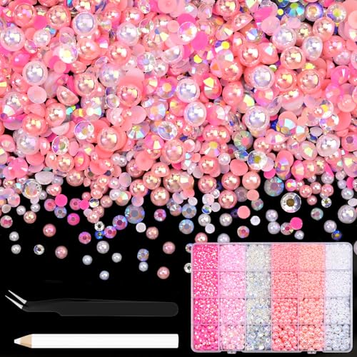 NACHLYNN 10000 Stück Strasssteinen Und Perlen Rosa Weiß 3-8mm Bastelperlen Harz Rhinestones Set Kommt mit Schmuckstift und Pinzette Geeignet für Nagelkunst Kleidung Handgefertigte DIY Dekoration NACHLYNN 10000 Stück Strasssteinen Und Perlen Rosa Weiß 3-8mm Bastelperlen Harz Rhinestones Set Kommt mit Schmuckstift und Pinzette Geeignet für Nagelkunst Kleidung Handgefertigte DIY Dekoration von NACHLYNN