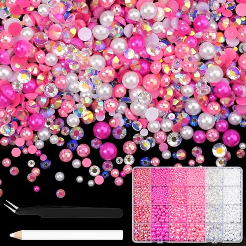 NACHLYNN 10000 Stück Strasssteinen Und Perlen Rosenrot 3-8mm Bastelperlen Harz Rhinestones Set Kommt mit Schmuckstift und Pinzette Geeignet für Nagelkunst Kleidung Handgefertigte DIY Dekoration NACHLYNN 10000 Stück Strasssteinen Und Perlen Rosenrot 3-8mm Bastelperlen Harz Rhinestones Set Kommt mit Schmuckstift und Pinzette Geeignet für Nagelkunst Kleidung Handgefertigte DIY Dekoration von NACHLYNN