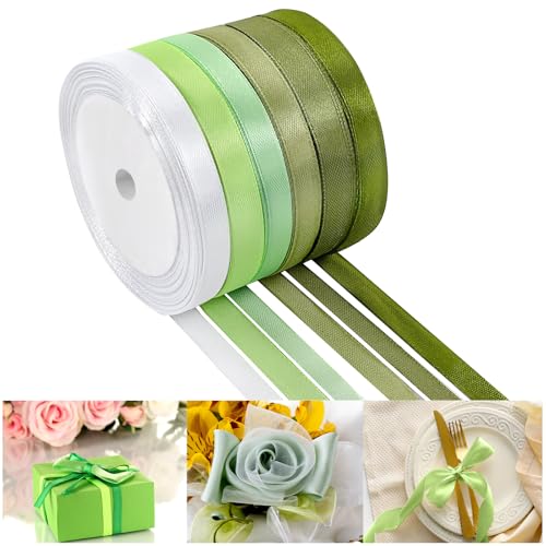 NACHLYNN 10mm x 22m Satinband Grün Schleifenband Geschenkband Bänder zum Basteln für Verpackungsband Valentinstag Dekoration Hochzeitsstrauß DIY Dekoration NACHLYNN 10mm x 22m Satinband Grün Schleifenband Geschenkband Bänder zum Basteln für Verpackungsband Valentinstag Dekoration Hochzeitsstrauß DIY Dekoration von NACHLYNN