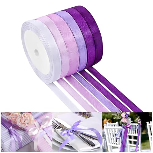 NACHLYNN 10mm x 22m Satinband Lila Schleifenband Geschenkband Bänder zum Basteln für Verpackungsband Urlaubsdekoration Hochzeitsstrauß DIY Dekoration NACHLYNN 10mm x 22m Satinband Lila Schleifenband Geschenkband Bänder zum Basteln für Verpackungsband Urlaubsdekoration Hochzeitsstrauß DIY Dekoration von NACHLYNN