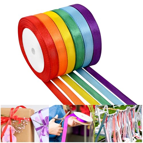 NACHLYNN 10mm x 22m Satinband Regenbogen Schleifenband Geschenkband Bänder zum Basteln für Verpackungsband Urlaubsdekoration Hochzeitsstrauß DIY Dekoration NACHLYNN 10mm x 22m Satinband Regenbogen Schleifenband Geschenkband Bänder zum Basteln für Verpackungsband Urlaubsdekoration Hochzeitsstrauß DIY Dekoration von NACHLYNN