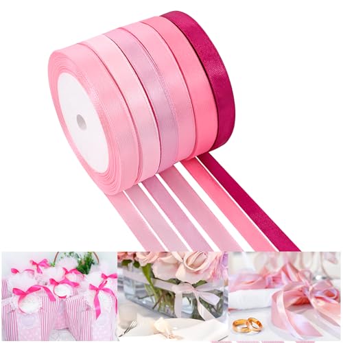 NACHLYNN 10mm x 22m Satinband Rosa Schleifenband Geschenkband Bänder zum Basteln für Valentinstag Dekoration Weihnachtsgeschenke Hochzeitsstrauß DIY Dekoration NACHLYNN 10mm x 22m Satinband Rosa Schleifenband Geschenkband Bänder zum Basteln für Valentinstag Dekoration Weihnachtsgeschenke Hochzeitsstrauß DIY Dekoration von NACHLYNN