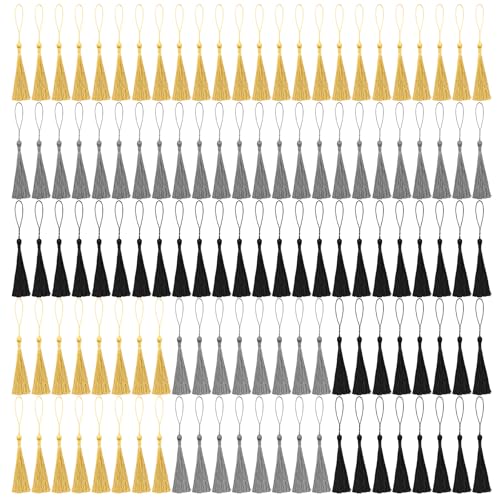 NACHLYNN 120 Stück Lesezeichen Quasten 13 cm/5 Zoll Mini Quasten Gold Silber Schwarz Handgefertigtes Quasten Für die Schmuckherstellung Schlüsselanhänger mit Schlaufen Kleiderdekoration Bastelzubehör NACHLYNN 120 Stück Lesezeichen Quasten 13 cm/5 Zoll Mini Quasten Gold Silber Schwarz Handgefertigtes Quasten Für die Schmuckherstellung Schlüsselanhänger mit Schlaufen Kleiderdekoration Bastelzubehör von NACHLYNN