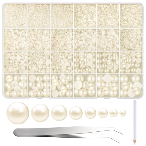 NACHLYNN 12000 Stück Perlen mit Flacher Rückseite 8 Größen Beige Halbrunde Perlen Größen Perlen Cabochon für Zum Basteln, Dekorieren, Schuhen, Basteln von Handyhüllen NACHLYNN 12000 Stück Perlen mit Flacher Rückseite 8 Größen Beige Halbrunde Perlen Größen Perlen Cabochon für Zum Basteln, Dekorieren, Schuhen, Basteln von Handyhüllen von NACHLYNN