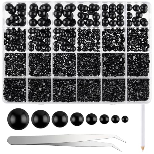 NACHLYNN 12000 Stück Perlen mit Flacher Rückseite 8 Größen Schwarz Halbrunde Perlen Größen Perlen Cabochon für Zum Basteln, Dekorieren, Schuhen, Basteln von Handyhüllen NACHLYNN 12000 Stück Perlen mit Flacher Rückseite 8 Größen Schwarz Halbrunde Perlen Größen Perlen Cabochon für Zum Basteln, Dekorieren, Schuhen, Basteln von Handyhüllen von NACHLYNN