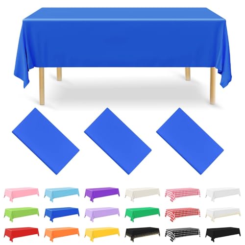 NACHLYNN 3 Stück Einweg Tischdecke 137 x 274 cm Dunkelblau Rechteckige Tischabdeckung Wasserdicht Gartentischdecke für Festivals Party Hochzeiten Brautpartys Geburtstag Dekorationen von NACHLYNN