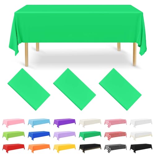 NACHLYNN 3 Stück Einweg Tischdecke 137 x 274 cm Dunkelgrün Rechteckige Tischabdeckung Wasserdicht Gartentischdecke für Festivals Party Hochzeiten Brautpartys Geburtstag Dekorationen von NACHLYNN