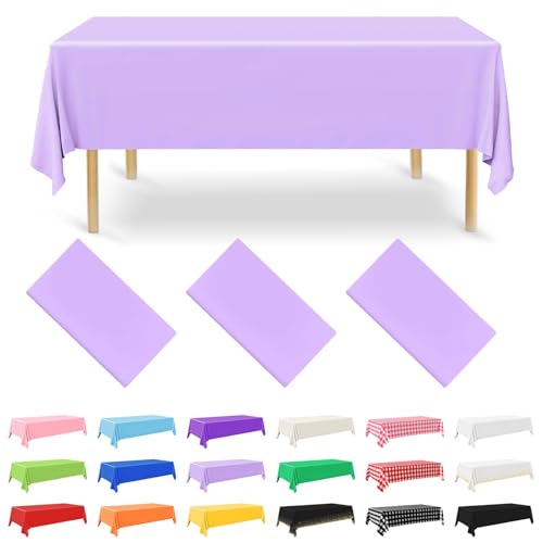 NACHLYNN 3 Stück Einweg Tischdecke 137 x 274 cm Lavendel Rechteckige Tischabdeckung Wasserdicht Gartentischdecke für Festivals Party Hochzeiten Brautpartys Geburtstag Dekorationen von NACHLYNN