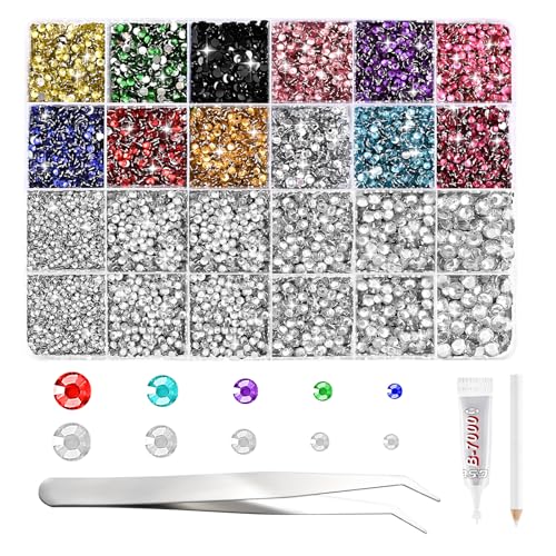 NACHLYNN 35700 Stück Set Mit Strasssteinen aus Kunstharz Bunt und Transparent Flache Runde Jelly Strasssteine Mit Pinzette Klebestift 2-6 mm Schillernde Nicht Aufklebbare Kristallsteine NACHLYNN 35700 Stück Set Mit Strasssteinen aus Kunstharz Bunt und Transparent Flache Runde Jelly Strasssteine Mit Pinzette Klebestift 2-6 mm Schillernde Nicht Aufklebbare Kristallsteine von NACHLYNN