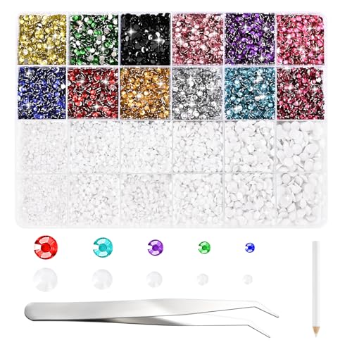 NACHLYNN 35700 Stück Set Mit Strasssteinen aus Kunstharz Bunt und Weiß Flache Runde Jelly Strasssteine Mit Pinzette Klebestift 2-6 mm Schillernde Nicht Aufklebbare Kristallsteine NACHLYNN 35700 Stück Set Mit Strasssteinen aus Kunstharz Bunt und Weiß Flache Runde Jelly Strasssteine Mit Pinzette Klebestift 2-6 mm Schillernde Nicht Aufklebbare Kristallsteine von NACHLYNN