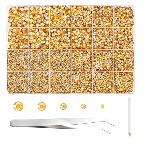 NACHLYNN 35700 Stück Set Mit Strasssteinen aus Kunstharz Gold Runde Jelly-Strasssteine Mit Flacher Rückseite und Pinzetten-2-6 mm Schillernde Nicht Hotfix Kristallsteine NACHLYNN 35700 Stück Set Mit Strasssteinen aus Kunstharz Gold Runde Jelly-Strasssteine Mit Flacher Rückseite und Pinzetten-2-6 mm Schillernde Nicht Hotfix Kristallsteine von NACHLYNN
