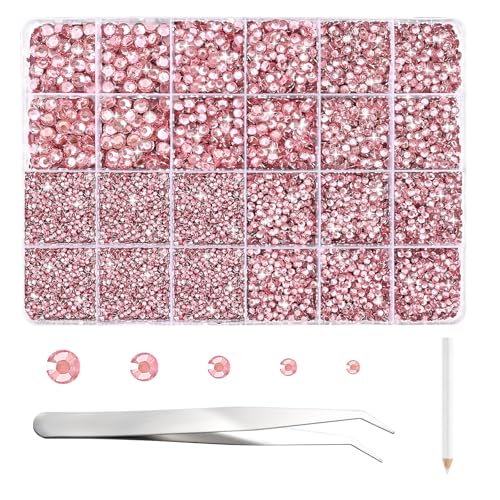 NACHLYNN 35700 Stück Set Mit Strasssteinen aus Kunstharz Hellrosa Runde Jelly-Strasssteine Mit Flacher Rückseite und Pinzetten-2-6 mm Schillernde Nicht Hotfix Kristallsteine NACHLYNN 35700 Stück Set Mit Strasssteinen aus Kunstharz Hellrosa Runde Jelly-Strasssteine Mit Flacher Rückseite und Pinzetten-2-6 mm Schillernde Nicht Hotfix Kristallsteine von NACHLYNN