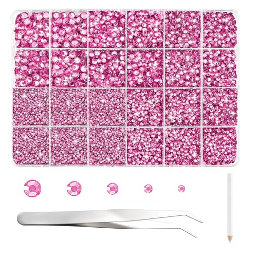 NACHLYNN 35700 Stück Set Mit Strasssteinen aus Kunstharz Rosenrot Runde Jelly-Strasssteine Mit Flacher Rückseite und Pinzetten-Klebestift 2-6 mm Schillernde Nicht Hotfix Kristallsteine NACHLYNN 35700 Stück Set Mit Strasssteinen aus Kunstharz Rosenrot Runde Jelly-Strasssteine Mit Flacher Rückseite und Pinzetten-Klebestift 2-6 mm Schillernde Nicht Hotfix Kristallsteine von NACHLYNN