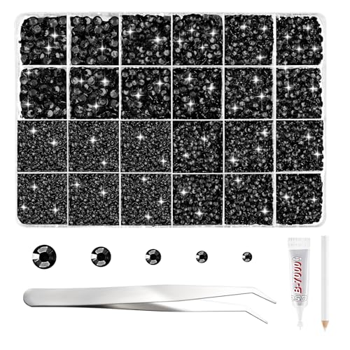 NACHLYNN 35700 Stück Set Mit Strasssteinen aus Kunstharz Schwarze Runde Jelly-Strasssteine Mit Flacher Rückseite und Pinzetten-Klebestift 2-6 mm Schillernde Nicht Hotfix Kristallsteine NACHLYNN 35700 Stück Set Mit Strasssteinen aus Kunstharz Schwarze Runde Jelly-Strasssteine Mit Flacher Rückseite und Pinzetten-Klebestift 2-6 mm Schillernde Nicht Hotfix Kristallsteine von NACHLYNN