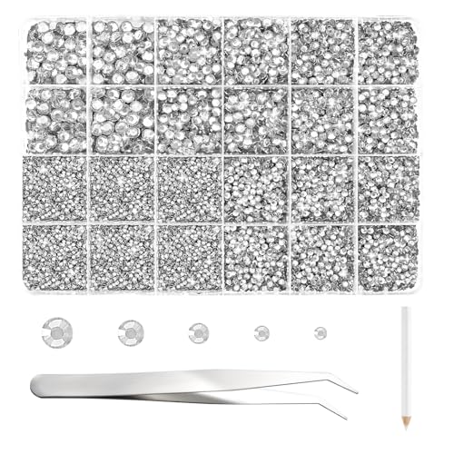 NACHLYNN 35700 Stück Set Mit Strasssteinen aus Kunstharz Transparent Runde Jelly-Strasssteine Mit Flacher Rückseite und Pinzetten-Klebestift 2-6 mm Schillernde Nicht Hotfix Kristallsteine NACHLYNN 35700 Stück Set Mit Strasssteinen aus Kunstharz Transparent Runde Jelly-Strasssteine Mit Flacher Rückseite und Pinzetten-Klebestift 2-6 mm Schillernde Nicht Hotfix Kristallsteine von NACHLYNN