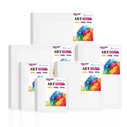 NACHLYNN 6 Stück Leinwand zum Bemalen Set，Baumwolle Weiße Künstler Leinwände zum Malen Keilrahmen Weiß Malen Canvas Künstlertafelbilder für Acryl Ölgemälde Leinwandpaneele（3x3-9x13 in） von NACHLYNN