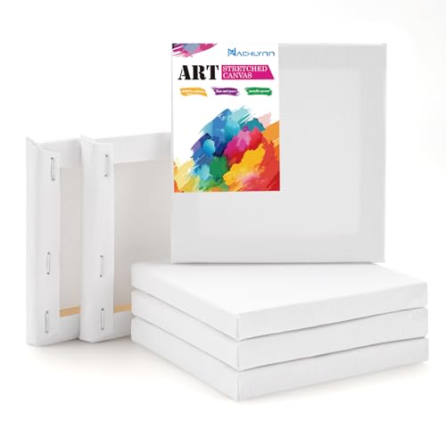 NACHLYNN 6 Stück Leinwand zum Bemalen Set，Baumwolle Weiße Künstler Leinwände zum Malen Keilrahmen Weiß Malen Canvas Künstlertafelbilder für Acryl Ölgemälde Leinwandpaneele（4x4 in） von NACHLYNN