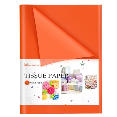 NACHLYNN 60 Blatt Orange Tissue Paper Bulk 14 x 20 Zoll Geschenkpapier Kunst Seidenpapier Basteln für Halloween Erntedank Geburtstag DIY Festival Feiertage Basteln Geschenke Dekor von NACHLYNN
