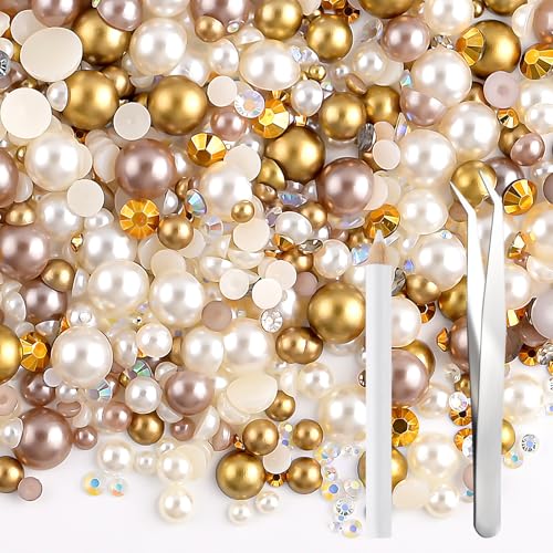 NACHLYNN 60g Mix Perlen und Strasssteine für Bastelbedarf, Flachrück-Strasssteine Halbrundperlen 3mm-10mm DIY Schmucksteine für Nageldesign Schuhe Tumbler Tassen NACHLYNN 60g Mix Perlen und Strasssteine für Bastelbedarf, Flachrück-Strasssteine Halbrundperlen 3mm-10mm DIY Schmucksteine für Nageldesign Schuhe Tumbler Tassen von NACHLYNN