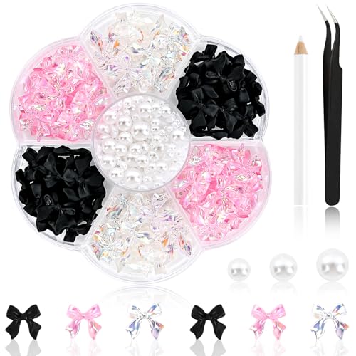 NACHLYNN 630 Stück Nagelanhänger mit Schleife Klar Weiß Rosa Schwarz Schleife 3D Süße Nagelanhänger Flache Rückseite Flacher Schleifenknoten Nagelstecker Strasssteine für Nägel DIY Kunsthandwerk NACHLYNN 630 Stück Nagelanhänger mit Schleife Klar Weiß Rosa Schwarz Schleife 3D Süße Nagelanhänger Flache Rückseite Flacher Schleifenknoten Nagelstecker Strasssteine für Nägel DIY Kunsthandwerk von NACHLYNN