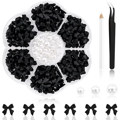 NACHLYNN 630 Stück Nagelanhänger mit Schleife Schwarz Schleife 3D Süße Nagelanhänger Flache Rückseite Weiße Perlen mit Flacher Schleifenknoten Nagelstecker Strasssteine für Nägel DIY Kunsthandwerk NACHLYNN 630 Stück Nagelanhänger mit Schleife Schwarz Schleife 3D Süße Nagelanhänger Flache Rückseite Weiße Perlen mit Flacher Schleifenknoten Nagelstecker Strasssteine für Nägel DIY Kunsthandwerk von NACHLYNN