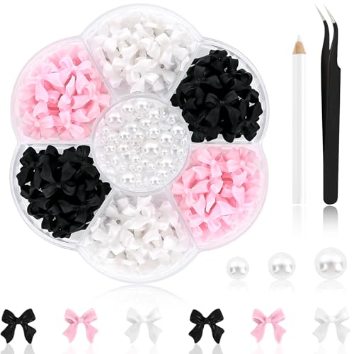 NACHLYNN 630 Stück Nagelanhänger mit Schleife Weiß Rosa Schwarz Schleife 3D Süße Nagelanhänger Flache Rückseite Flacher Schleifenknoten Nagelstecker Strasssteine für Nägel DIY Kunsthandwerk NACHLYNN 630 Stück Nagelanhänger mit Schleife Weiß Rosa Schwarz Schleife 3D Süße Nagelanhänger Flache Rückseite Flacher Schleifenknoten Nagelstecker Strasssteine für Nägel DIY Kunsthandwerk von NACHLYNN