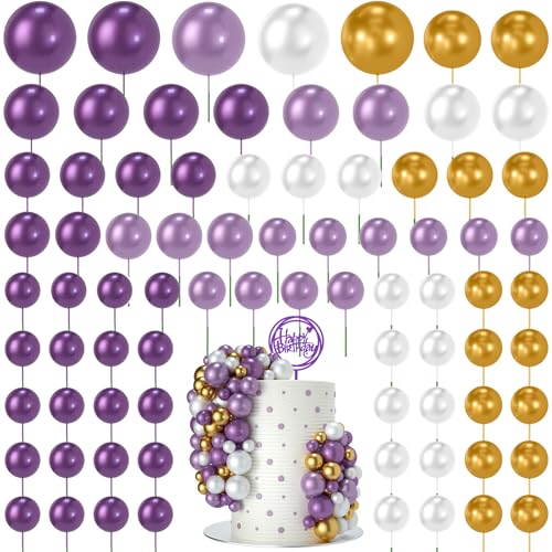 NACHLYNN 80 Stücke Tortendeko Kugeln Torte Kuchen Dekorieren Mini Ballon Cupcake DIY für Party Hochzeit Babyparty Geburtstag（Lila Weiß Serie） von NACHLYNN