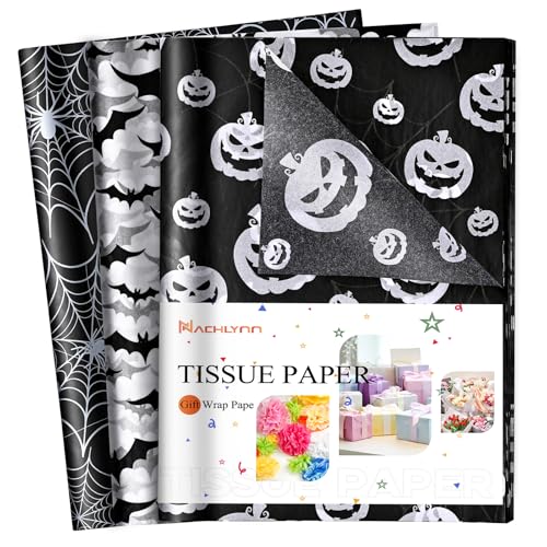 NACHLYNN 90 Blatt Halloween Geschenkpapier Seidenpapier 35 x 50 cm Schwarz weiß Kürbis Spinne Netzschläger Geschenkpapier Kunst Seidenpapier Basteln für Halloween Feiertage Basteln Geschenke Dekor NACHLYNN 90 Blatt Halloween Geschenkpapier Seidenpapier 35 x 50 cm Schwarz weiß Kürbis Spinne Netzschläger Geschenkpapier Kunst Seidenpapier Basteln für Halloween Feiertage Basteln Geschenke Dekor von NACHLYNN