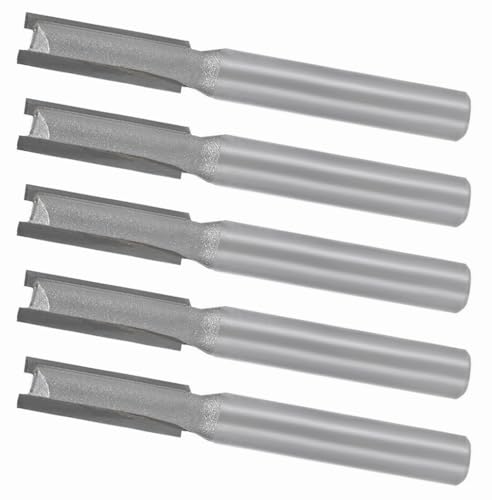 NACX 1/4-Zoll-Schnittdurchmesser, 1/4-Zoll-Schaft, Doppelrillen-gerader Fräser, Hartmetall-Holzfräser, Holzbearbeitungswerkzeuge, 5 Stück von NACX