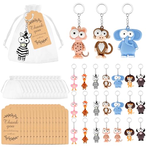 24 Stück Tiere Schlüsselanhänger, Silikon Schlüsselbund mit Organzasäckchen und Dankeschön Tags, 3D Design Dschungel Schlüsselanhänger, Geburtstag Gastgeschenke Schlüsselanhänger für Jungen (8 Stile) 24 Stück Tiere Schlüsselanhänger, Silikon Schlüsselbund mit Organzasäckchen und Dankeschön Tags, 3D Design Dschungel Schlüsselanhänger, Geburtstag Gastgeschenke Schlüsselanhänger für Jungen (8 Stile) von NAEBRO