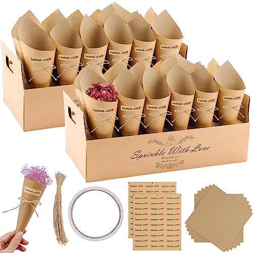 Hochzeit Konfetti Kegel 60 Stück Vintage Kraftpapier Kegel mit 2 Konfetti Kegelhalter, DIY Hochzeit Konfettizapfen für Hochzeitskonfetti Blütenblätter und Schokolade Hochzeit Konfetti Kegel 60 Stück Vintage Kraftpapier Kegel mit 2 Konfetti Kegelhalter, DIY Hochzeit Konfettizapfen für Hochzeitskonfetti Blütenblätter und Schokolade von NAEBRO