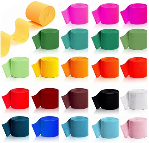 Krepppapier,24 Rollen Bunt Kreppb?nder,4.5CM*10M Regenbogen Krepppapier,Bastelkrepp Papier Streamer,?Crepe Paper?f¨¹r Hochzeit Taufe Geburtstagsfeier und Abschlussfeier Weihnachten Feier Dekoration Krepppapier,24 Rollen Bunt Kreppb?nder,4.5CM*10M Regenbogen Krepppapier,Bastelkrepp Papier Streamer,?Crepe Paper?f¨¹r Hochzeit Taufe Geburtstagsfeier und Abschlussfeier Weihnachten Feier Dekoration von NAEBRO