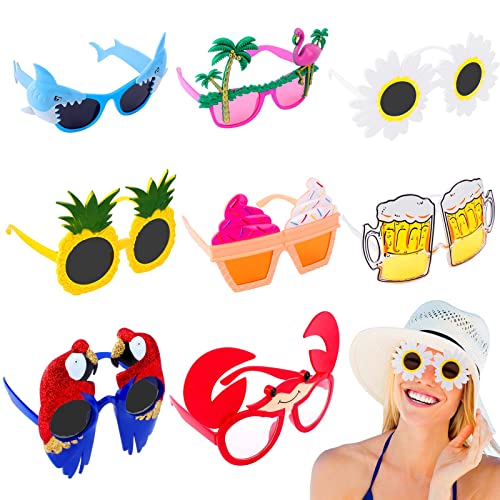 NAEBRO Party Brille 8 St¨¹ck Lustige Sonnenbrille Hawaii Tropical Brille, Bunte Lustige Fasching Brille, Kost¨¹m Party Sonnenbrille f¨¹r Foto Requisiten Party Zubeh?r Sonnenbrille (8 Stile£© von NAEBRO