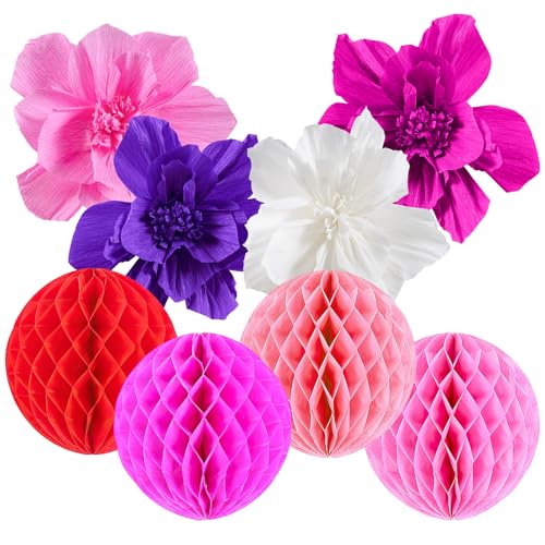 NAESM 8 Stück künstliche Papierblumen, bunte Party-Dekoration, dreidimensionale plissierte Blumen, Seidenpapier, Wanddekoration, Heimdekoration mit 4 Wabenbällen für Hochzeit, Geburtstag, Babyparty NAESM 8 Stück künstliche Papierblumen, bunte Party-Dekoration, dreidimensionale plissierte Blumen, Seidenpapier, Wanddekoration, Heimdekoration mit 4 Wabenbällen für Hochzeit, Geburtstag, Babyparty von NAESM