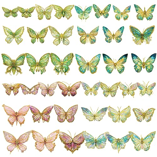 NAESM 80 Stücks Schmetterling Aufkleber, Transparente Stereoskopische Dekorative Schmetterling Aufkleber Scrapbooking, für Wasserflaschen, Kartenherstellung, Laptop, Wanddekoration, Party-Dekorationen von NAESM