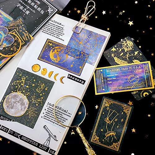 3 Set Transparente dekorative Aufkleber Washi Sticker Gold Selbstklebende wasserdichte Aufkleber für Scrapbooking und DIY Handwerk von NAESM