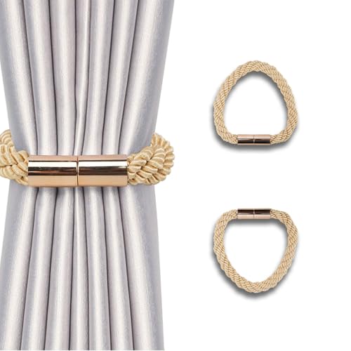 NAHUAA 2 Stück Raffhalter für Vorhänge Magnetisch Gold Raffhalter für Gardinen Halterung Gardinenhalter Raffhalter für Haus Büro Dekoration von NAHUAA
