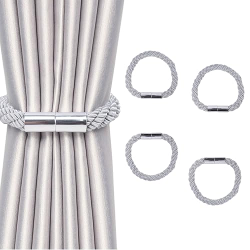 NAHUAA 2 Stück Raffhalter für Vorhänge Magnetisch Grau Raffhalter für Gardinen Halterung Gardinenhalter Raffhalter für Haus Büro Dekoration von NAHUAA
