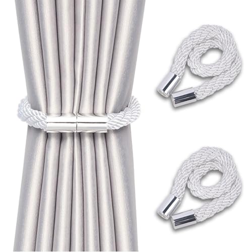 NAHUAA 2 Stück Raffhalter für Vorhänge Magnetisch Weiß Raffhalter für Gardinen Halterung Gardinenhalter Raffhalter für Haus Büro Dekoration von NAHUAA