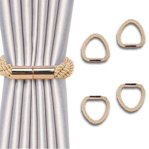 NAHUAA 4 Stück Raffhalter für Vorhänge Magnetisch Gold Raffhalter für Gardinen Halterung Gardinenhalter Raffhalter für Haus Büro Dekoration von NAHUAA