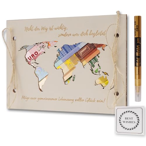 NAHUAA Geldgeschenk Hochzeit Weltkarte Hochzeitskarte Geldgeschenk Verpackung aus Holz Hochzeitsgeschenke für Brautpaar, mit Hochzeitskarte, 20 x 15cm NAHUAA Geldgeschenk Hochzeit Weltkarte Hochzeitskarte Geldgeschenk Verpackung aus Holz Hochzeitsgeschenke für Brautpaar, mit Hochzeitskarte, 20 x 15cm von NAHUAA