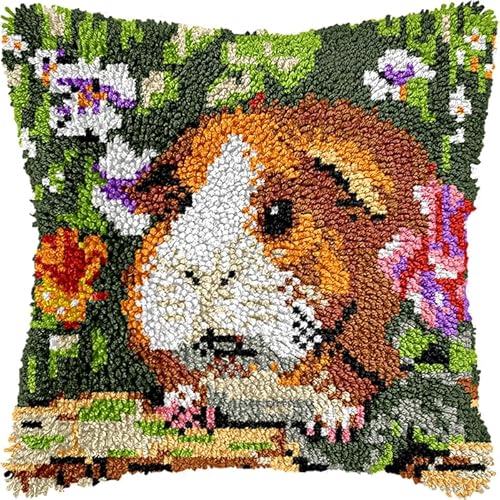 Knüpfteppich Zum Selber Knüpf-Sets Mit Kissen Knüpfen-Set,Kissenbezug-Set Für Erwachsene Und Kinder Latch Hook Kit Heimaccessoire Blühendes Meerschweinchen 43X43Cm Knüpfteppich Zum Selber Knüpf-Sets Mit Kissen Knüpfen-Set,Kissenbezug-Set Für Erwachsene Und Kinder Latch Hook Kit Heimaccessoire Blühendes Meerschweinchen 43X43Cm von NAHUIGOOD