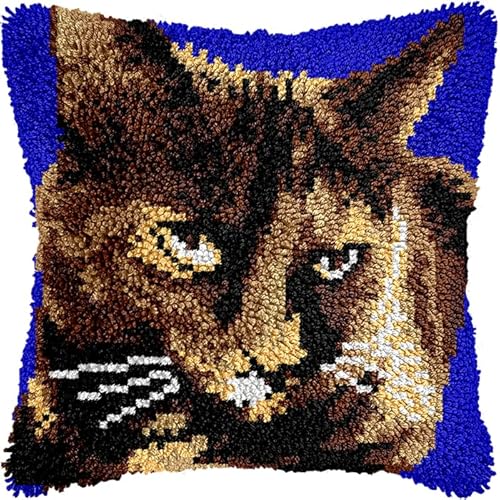 Knüpfteppich Zum Selber Knüpf-Sets Mit Kissen Knüpfen-Set,Kissenbezug-Set Für Erwachsene Und Kinder Latch Hook Kit Heimaccessoire Tier Katze 43X43Cm Knüpfteppich Zum Selber Knüpf-Sets Mit Kissen Knüpfen-Set,Kissenbezug-Set Für Erwachsene Und Kinder Latch Hook Kit Heimaccessoire Tier Katze 43X43Cm von NAHUIGOOD