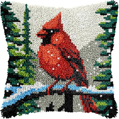 Knüpfteppich Zum Selber Knüpf-Sets Mit Kissen Knüpfen-Set,Kissenbezug-Set Für Erwachsene Und Kinder Latch Hook Kit Heimaccessoire Waldkolibri 43X43Cm von NAHUIGOOD