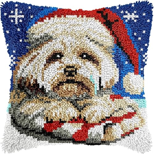 Knüpfteppich Zum Selber Knüpf-Sets Mit Kissen Knüpfen-Set,Kissenbezug-Set Für Erwachsene Und Kinder Latch Hook Kit Heimaccessoire Weihnachtshund 43X43Cm Knüpfteppich Zum Selber Knüpf-Sets Mit Kissen Knüpfen-Set,Kissenbezug-Set Für Erwachsene Und Kinder Latch Hook Kit Heimaccessoire Weihnachtshund 43X43Cm von NAHUIGOOD