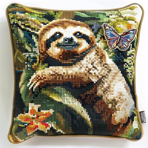 Kreuzstich Kissen Stickpackung Faultier 45X45Cm Kreuzstich-Set, Komplettes Kissen Mit Dekoration, Handarbeit, Stickerei, Für Erwachsene, Kunst, Kreatives Geschenk, Diy, Kreuzstich, Stickerei Kreuzstich Kissen Stickpackung Faultier 45X45Cm Kreuzstich-Set, Komplettes Kissen Mit Dekoration, Handarbeit, Stickerei, Für Erwachsene, Kunst, Kreatives Geschenk, Diy, Kreuzstich, Stickerei von NAHUIGOOD